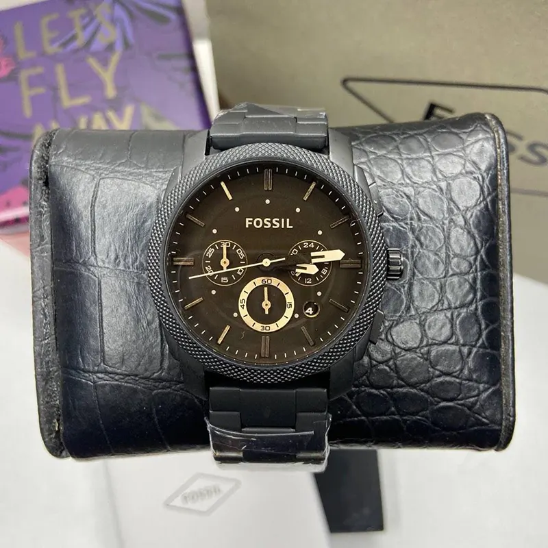 Fossil Machine Mid-Size Chronograph Black Dial Men's Watch- FS4682